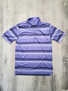 Jack Nicklaus Men's Small Purple Striped STAYDRI Short Sleeve Polo Golf Shirt